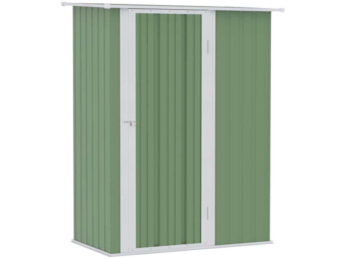 Galpão De Jardim Outsunny Com Porta Para Área Externa, Aço Verde, 142 X 84 X 189 Cm Hvorstur