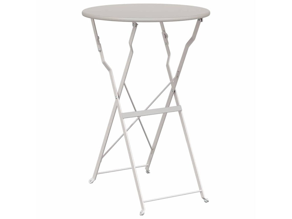 Mesa Bistrô Dobrável Bege Ø50x71 Cm Aço Revestido Em Pó