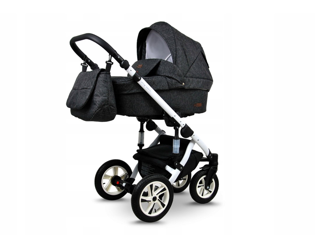 Carrinho de Bebé Multifuncional BABYLUX SKY LARK 4 Em 1 -Black Flex WHITE FRAME - Ajustável e dobrável Construção leve em alumínio - Acessórios