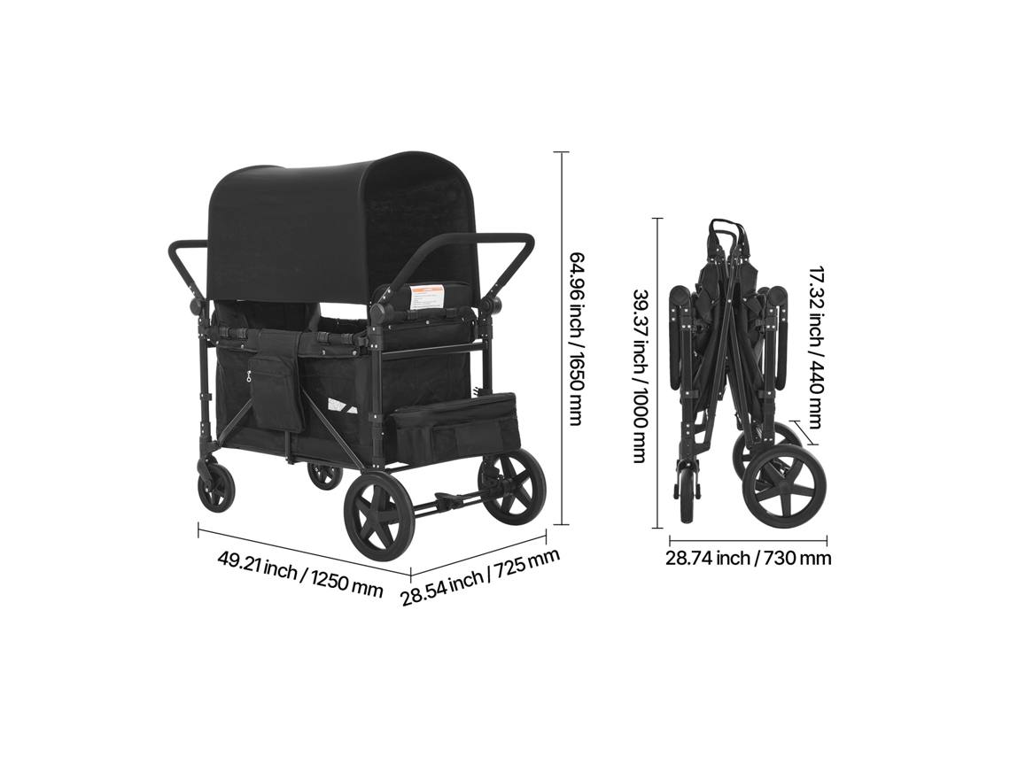 Carrinho De Bebê Succebuy, 4 Lugares, Dobrável, Sistema Push-pull, Capacidade De Carga De 150 Kg