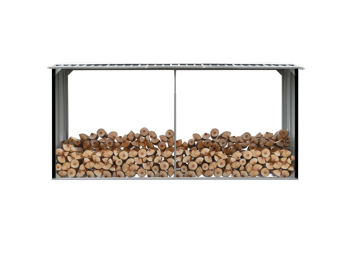 Abrigo para Lenha VIDAXL Antracite Galvanised Steel (330x92x153 cm)