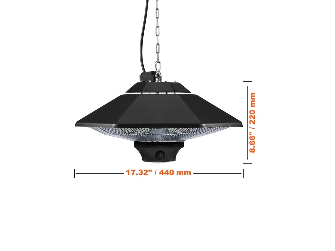 Aquecedor De Pátio Suspenso Succebuy 2000 W Com Controle Remoto 440 X 440 X 220 Mm