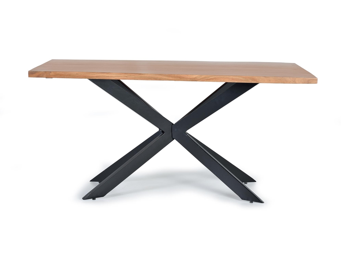 Mesa de jantar em madeira de acácia natural com pernas de metal preto Multicolor GINER Y COLOMER 78x90x180