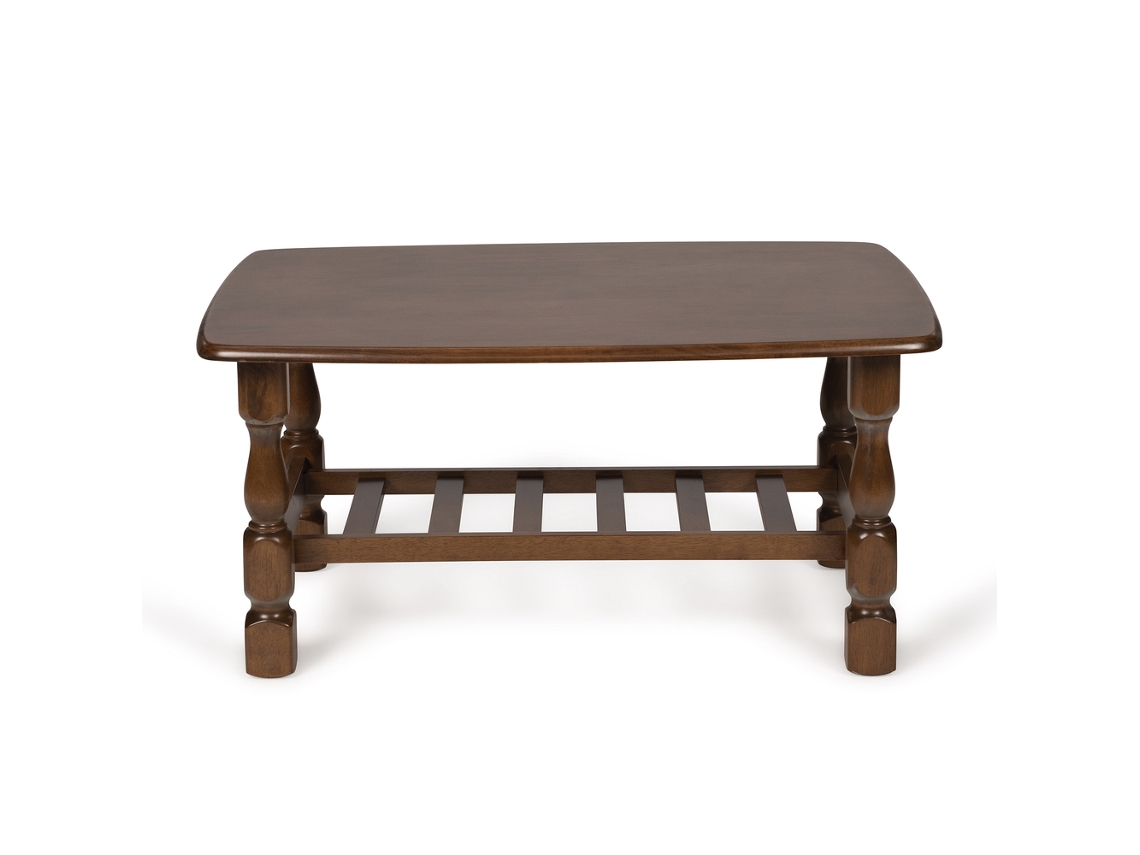 Mesa de Centro de Estilo Rústico 91X61X44Cm em Madeira Maciça com Acabamento em Cerejeira Escura BOX FURNITURE