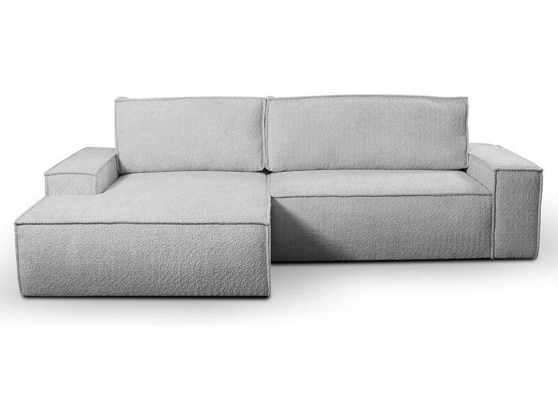 Sofá Cama Amelia VENTE-UNIQUE (Cinzento - Tecido e Veludo - 267x167x85 cm/Dimensões da cama: 120 – 139 cm)