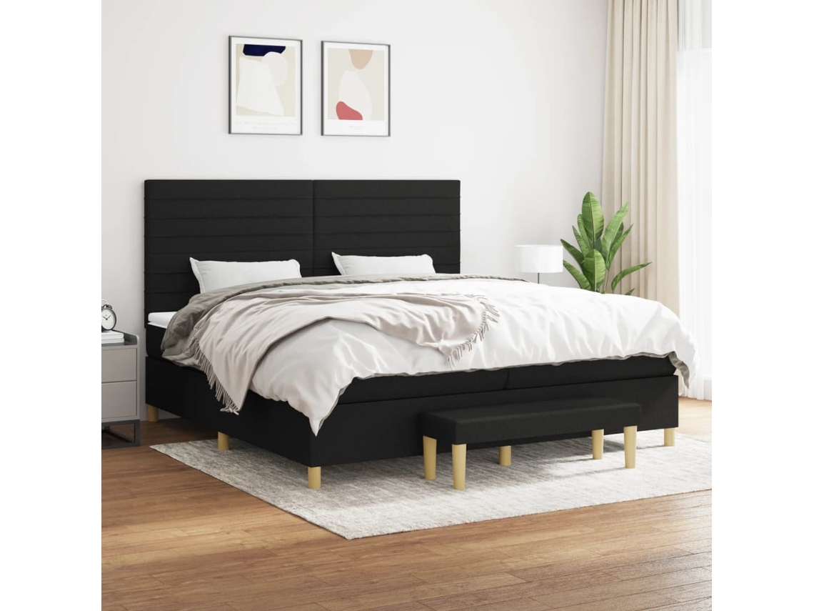 Cama box spring VIDAXL Preto Tecido (200x200 cm)