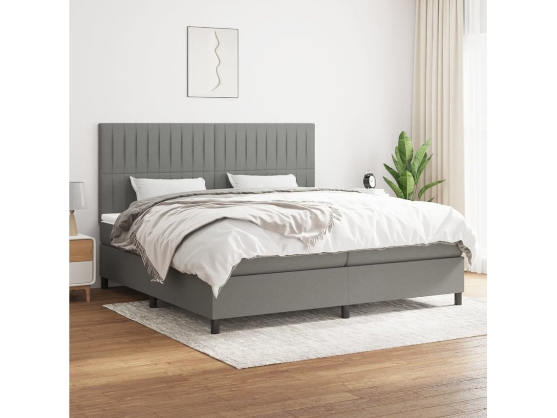 Cama Box Spring VIDAXL (Cinzento - Tecido - 203 x 200 x 128 cm)