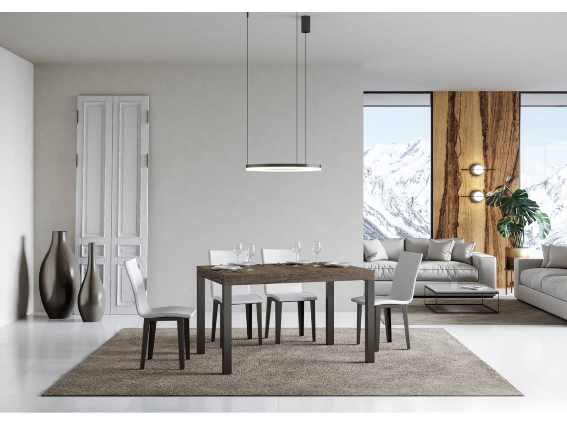 Mesa de Jantar Extensível 90X130/234 Cm Everyday Premium Nogueira Quadro Antracite ITAMOBY
