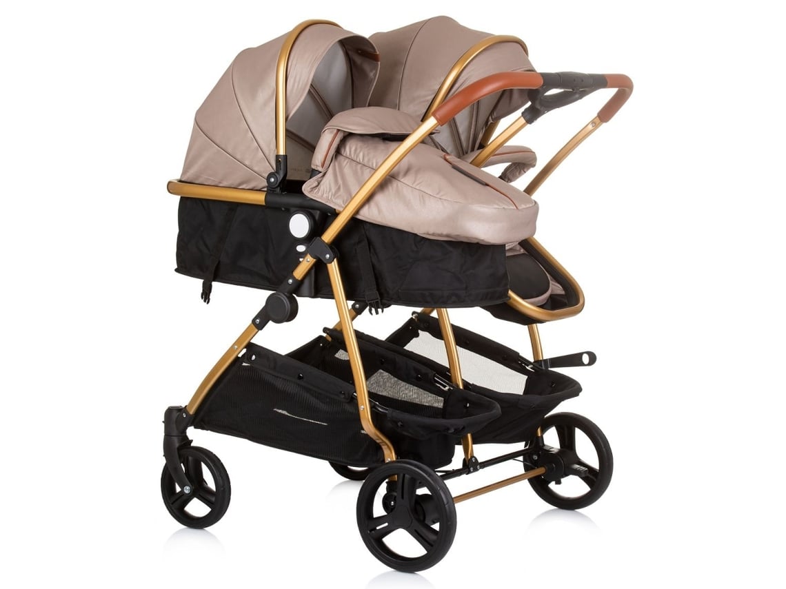 Carrinho de Bebê Duplo Smart Duo Golden Beige CHIPOLINO