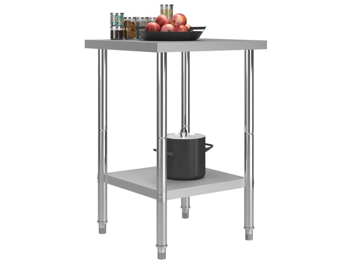 vidaXL Mesa de trabalho de cozinha 60x60x85 cm aço inoxidável