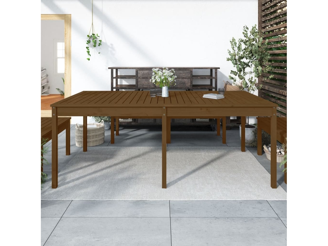 Mesa de jardim VIDAXL Marrom Madeira (203.5x100x76 cm)