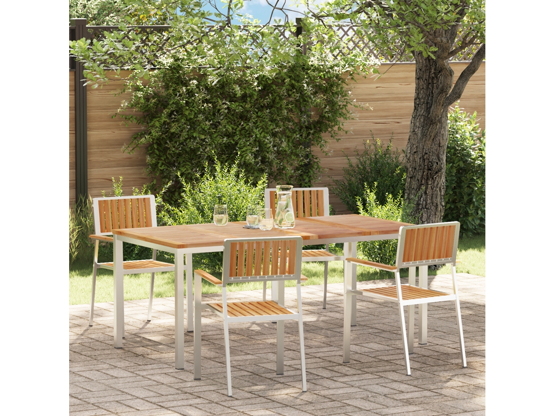 Conjunto 5 De Jantar De Jardim Vidaxl  Madeira De Teca Maciça