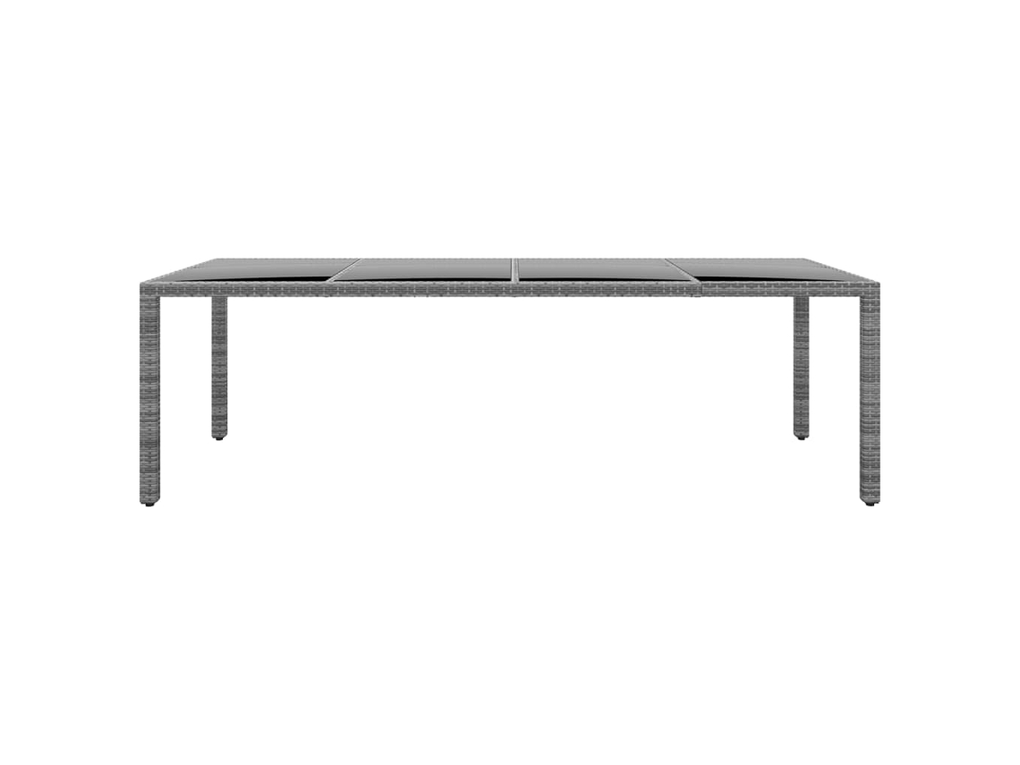 Mesa Jardim 250x100x75 Cm Vidro Temperado Vime Pe Cinzento