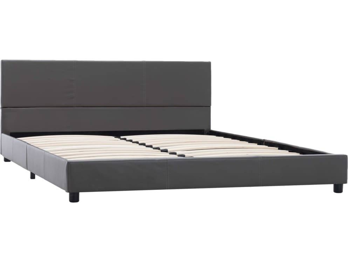 vidaXL Estrutura de cama 160x200 cm couro artificial cinzento