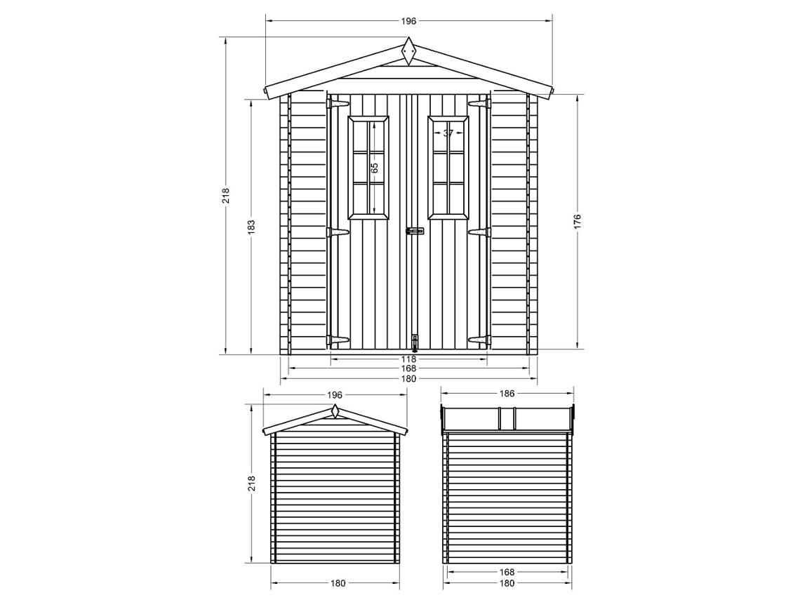 Abrigo de Madeira Com Chão Impregnado TIMBELA M320cm320g 2,82 M² H218 X 196 X 186 Cm