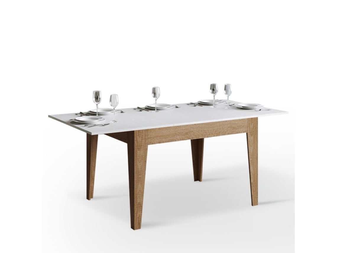 Mesa de jantar extensível 90x120-180cm madeira branca Cico Mix QB