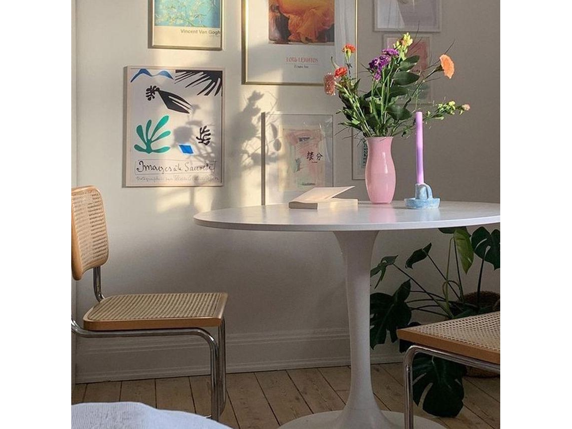 Mesa de Jantar com Base Metálica TULIP 90 cm de diâmetro  Blanca