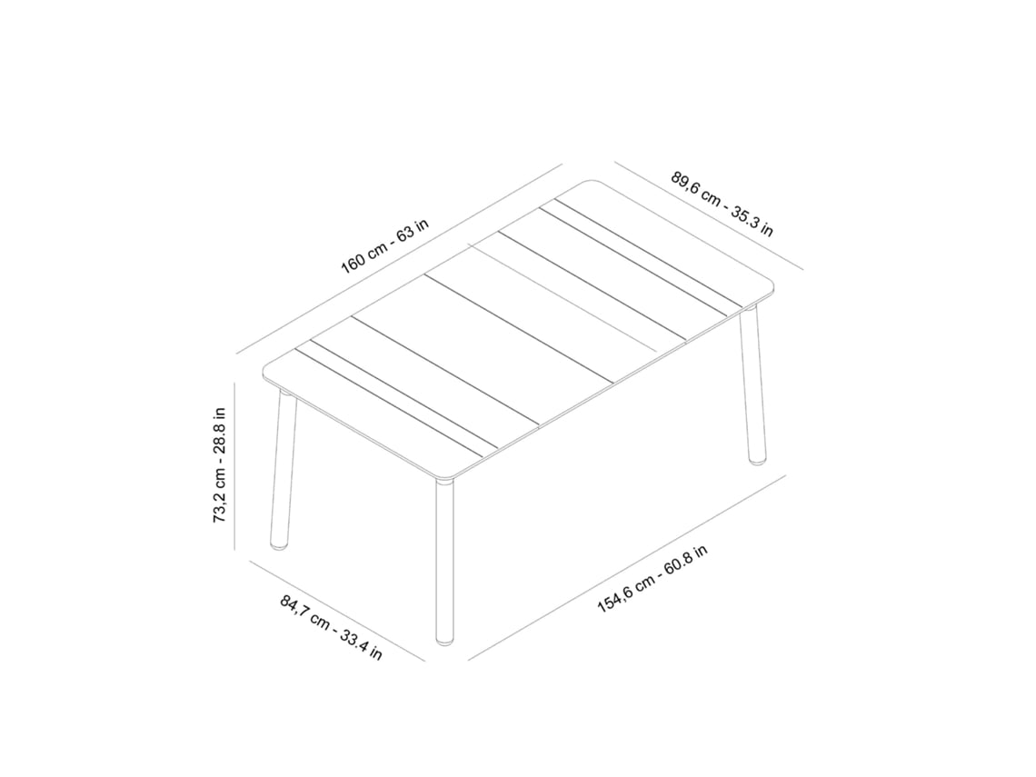 Noa Mesa Rectangular Reciclada Interior, Exterior 160x90 Pie Marrón Tierra Tablero Marrón Tierra Garbar