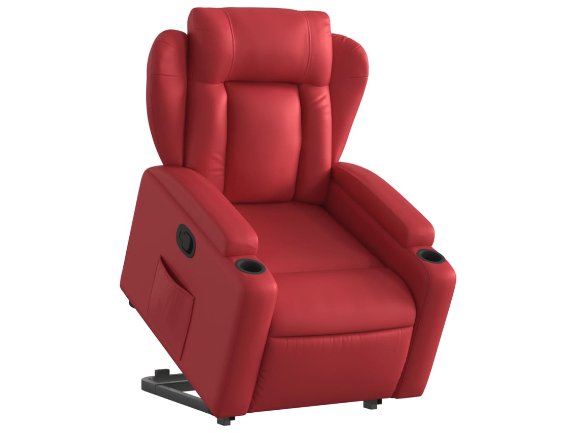 Poltrona reclinável elevatória couro artificial vermelho