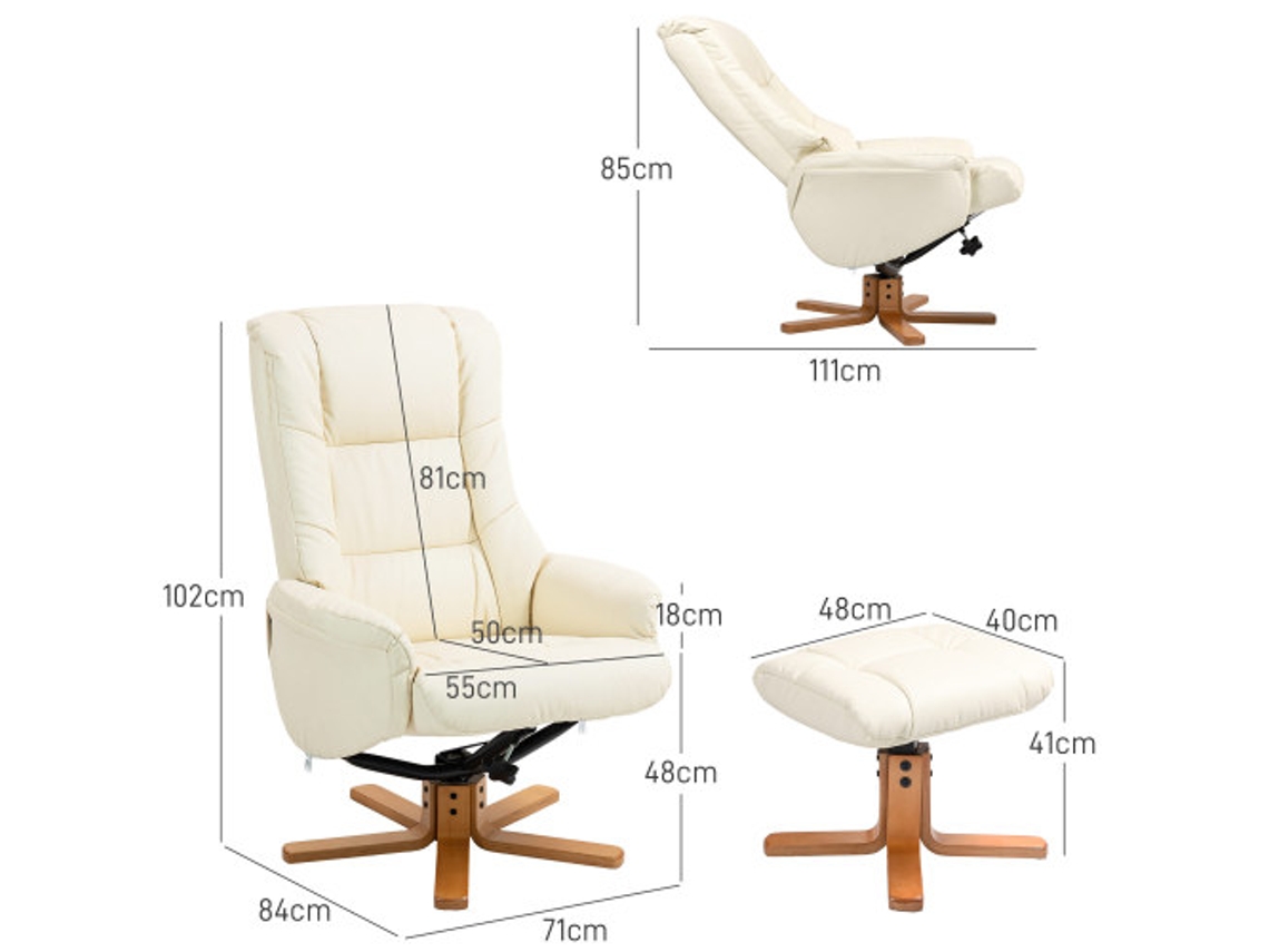 Poltrona relaxante com banco, função reclinável e de balanço, encosto alto, ideal para sala de estar e quarto Liptaptyn