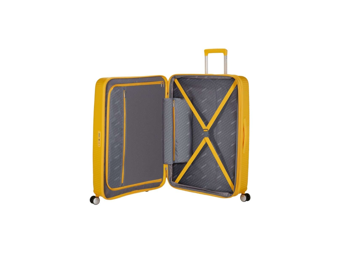 Mala De Viagem Extragrande American Tourister Soundbox 80cm 4 Rodas Expansível Amarelo 131l