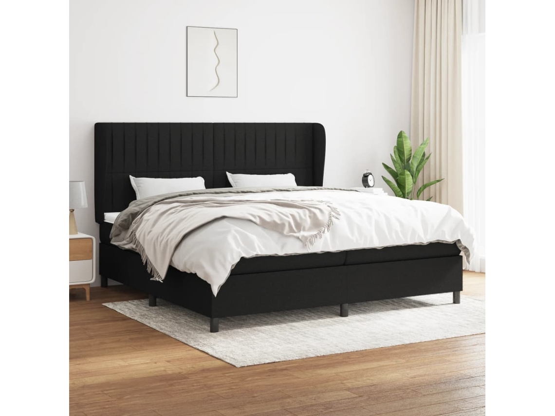 Cama box spring VIDAXL Preto Tecido (200x200 cm)