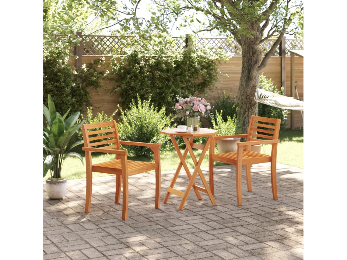 Mesa De Jardim Dobrável Ø60x75 Cm Madeira De Acácia Maciça