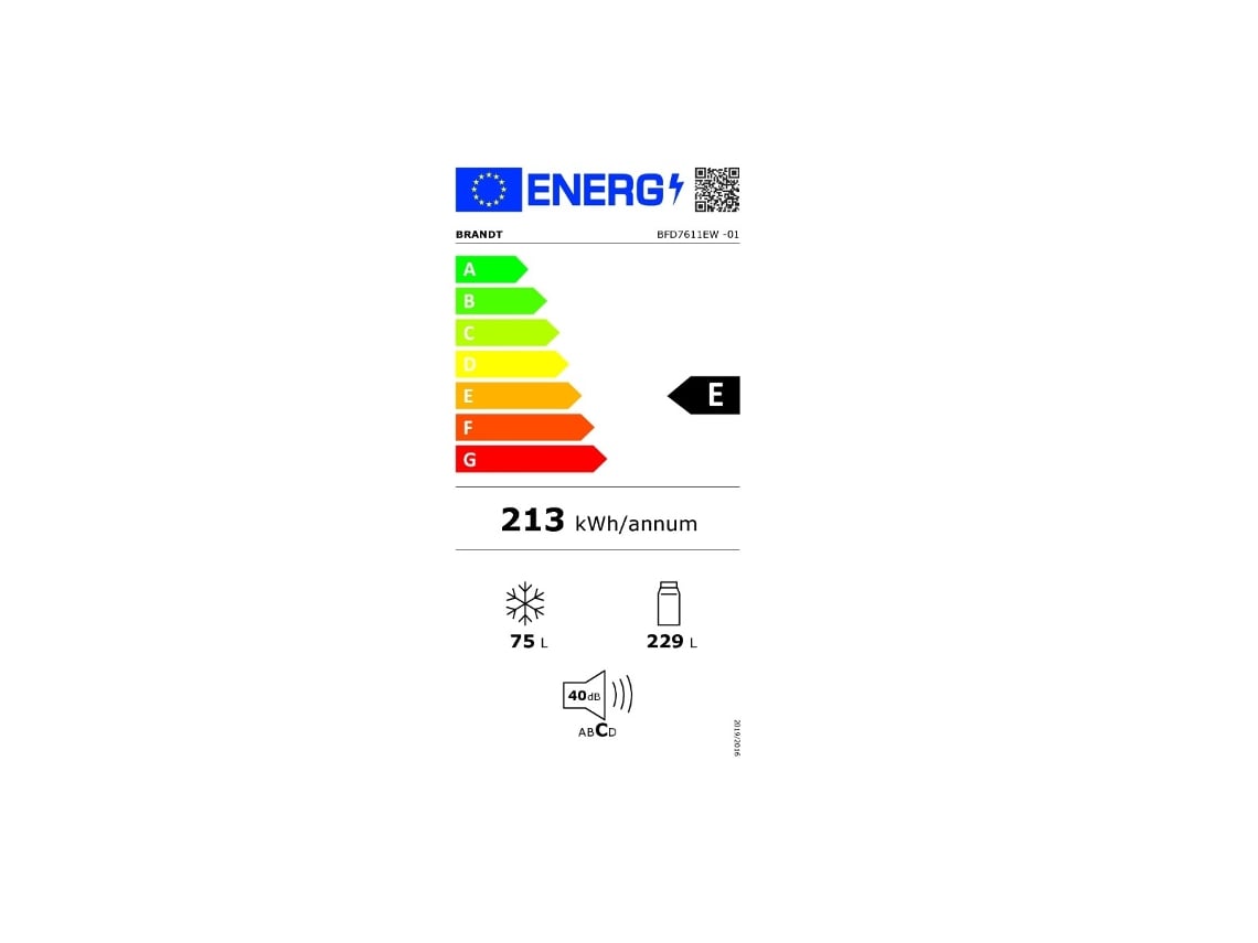 Refrigerador Combinado 60Cm 304L Estático Bfd7611Ew BRANDT