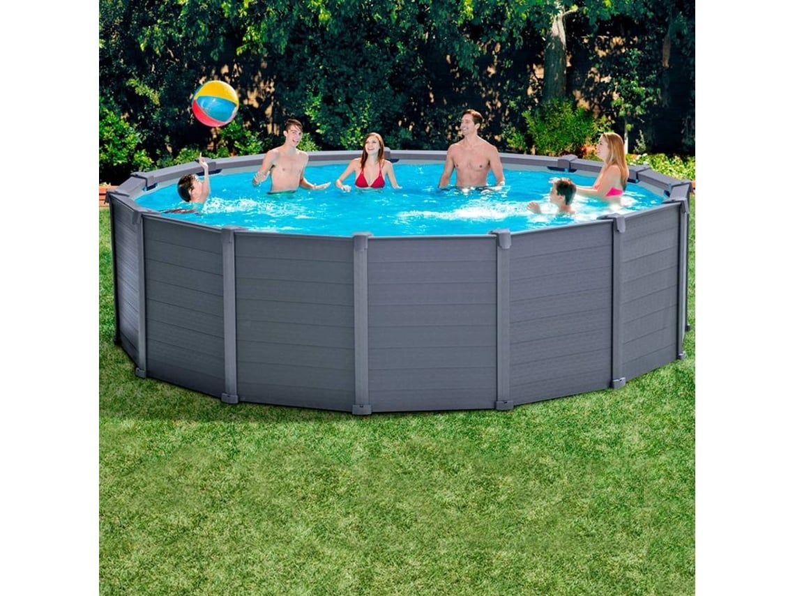 Piscina Desmontável Redonda INTEX Graphite Gray (478x124 cm)