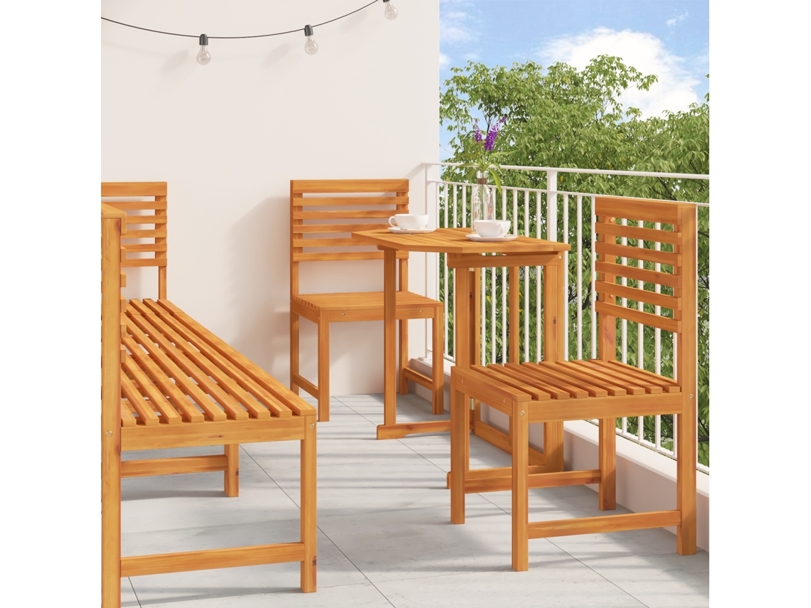 Conjunto 6 De Jantar De Jardim  Com Vidaxl Em Madeira Sólida De Acácia
