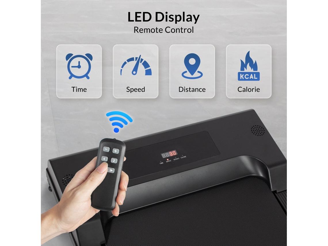 Passadeira compacta Com Peso Máximo De 90 Kg, 1 8 Km/h, Esteira Doméstica Com Controle Remoto Led Ecrã Todeco