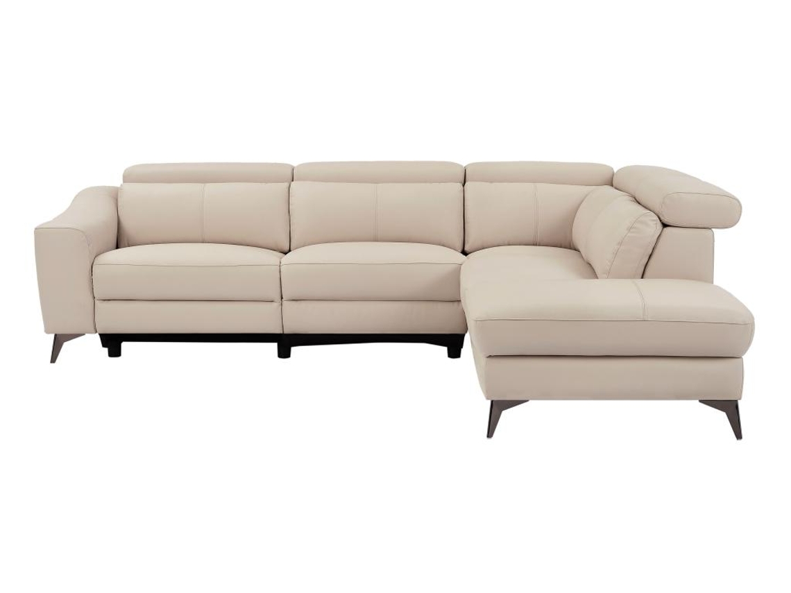Sofá Esquinero Derecho Relax Eléctrico de Cuero Crema Forlo VENTE-UNIQUE (275 x 223 x 79 cm)