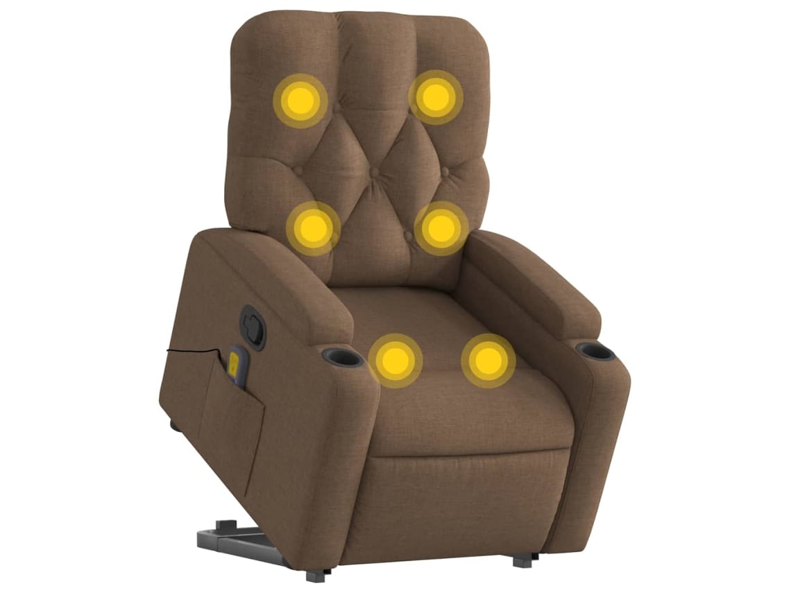 Poltrona reclinável massagens tecido castanho