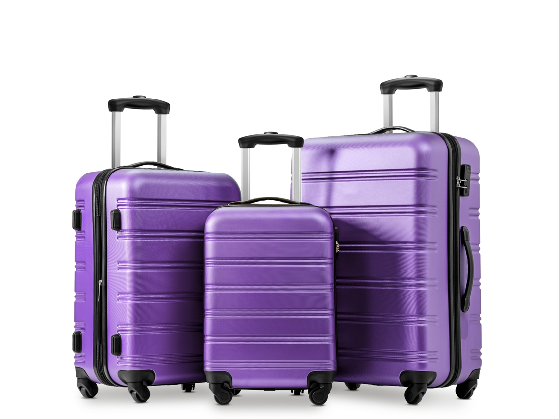 Mala Rígida, 4 Rodas, Material Abs, Roxa Haochrymec (77x50x31 Cm)