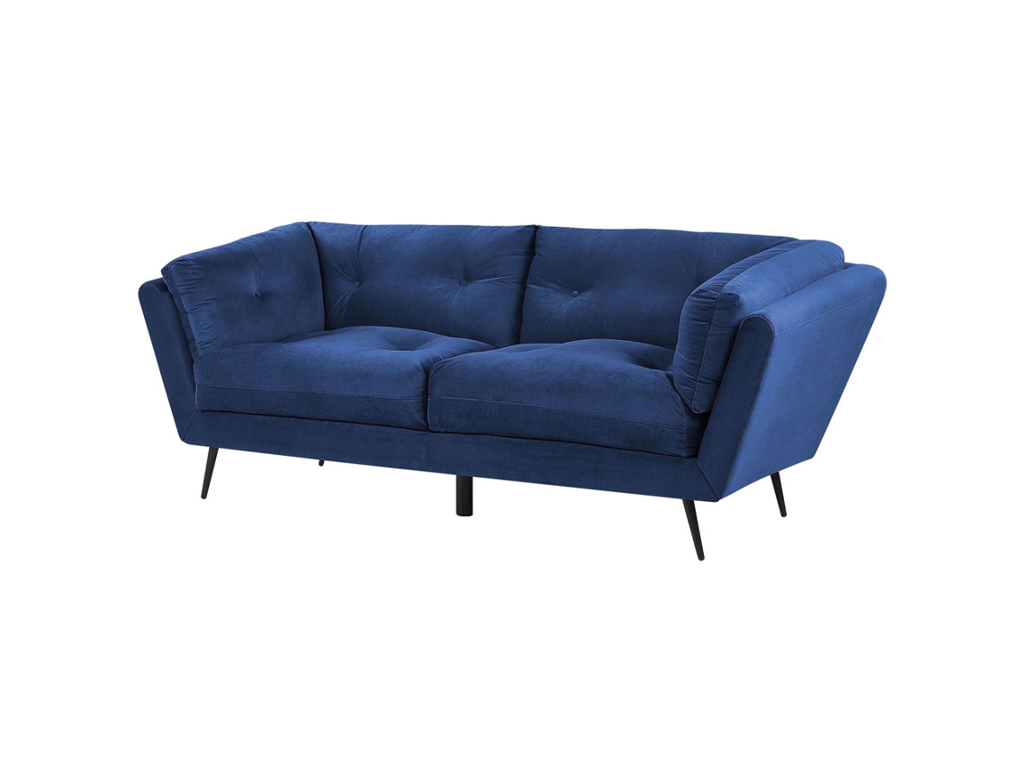 Sofá de 3 lugares BELIANI Lenvik de Veludo Azul 210x90x75