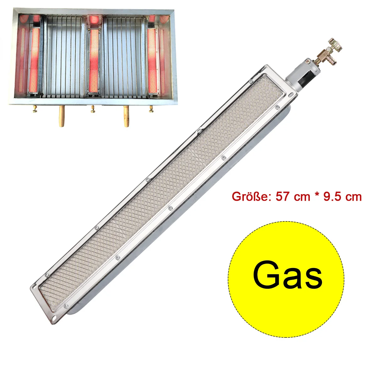 Queimador A Gás Infravermelho, Tamanho Compacto 57x9,5cm, Construção Durável Em Metal E Cerâmica,57x9.5cm Oem