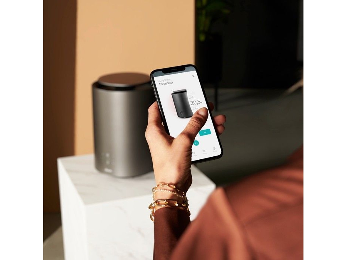 Aquecedor Cerâmico Duux Conectado A 360° Trheesixty 2 Cinza Antracite 1800w Dxch09