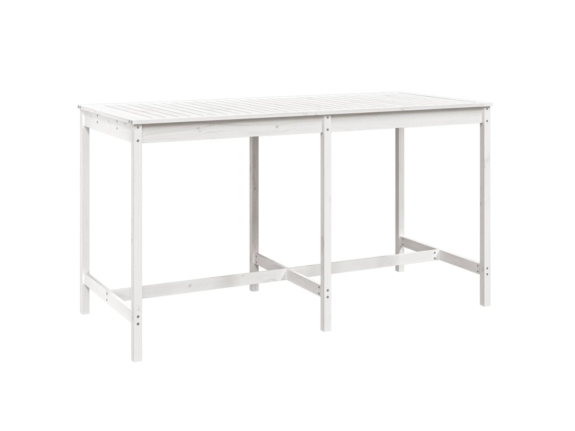 Mesa de Jardim 203.5X90X110 Cm Madeira de Pinho Maciça Branco NONAME