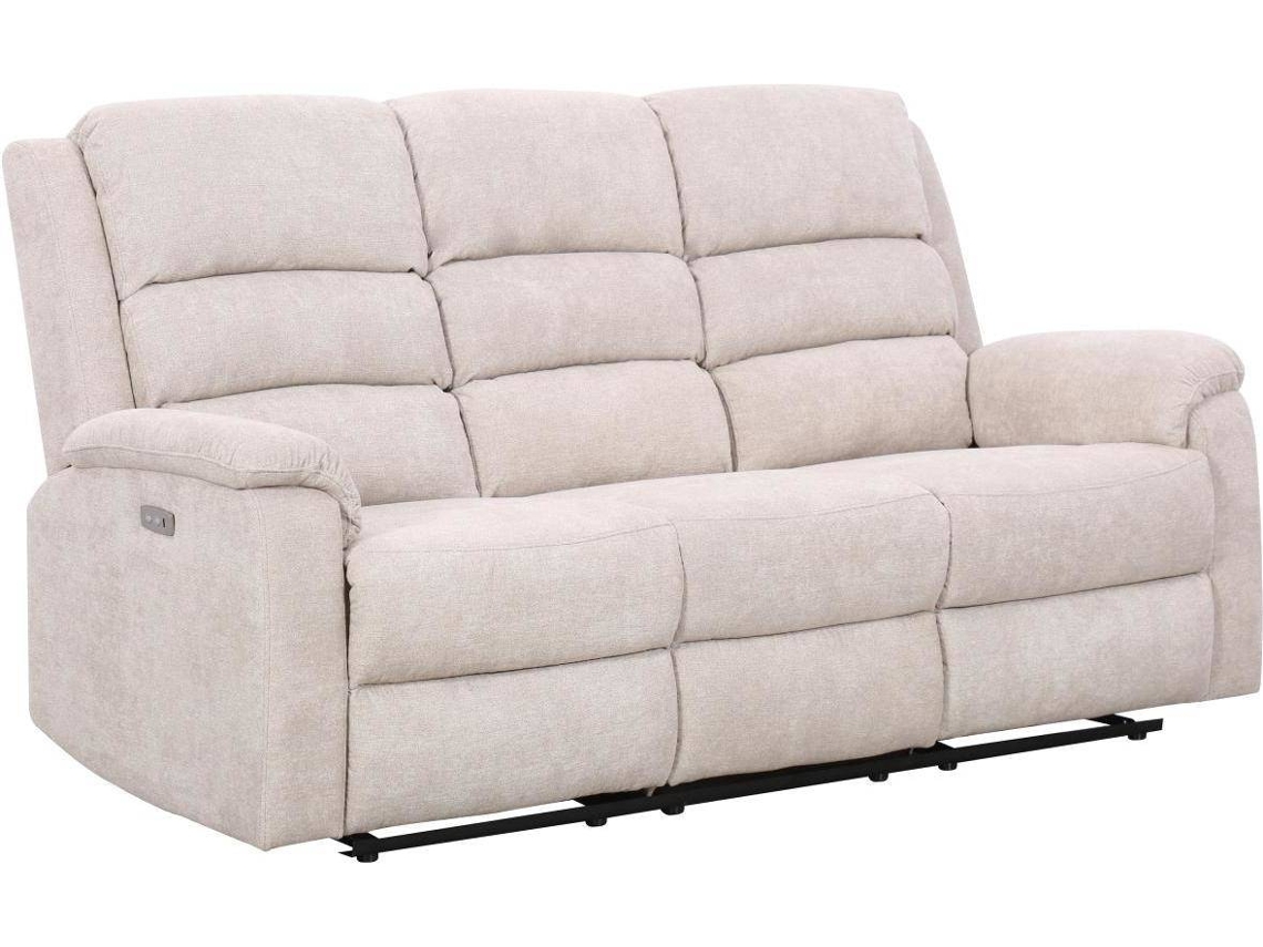 Sofá Relax Nevers VENTE-UNIQUE (Bege - Tecido e Veludo - 187x95x103 cm)