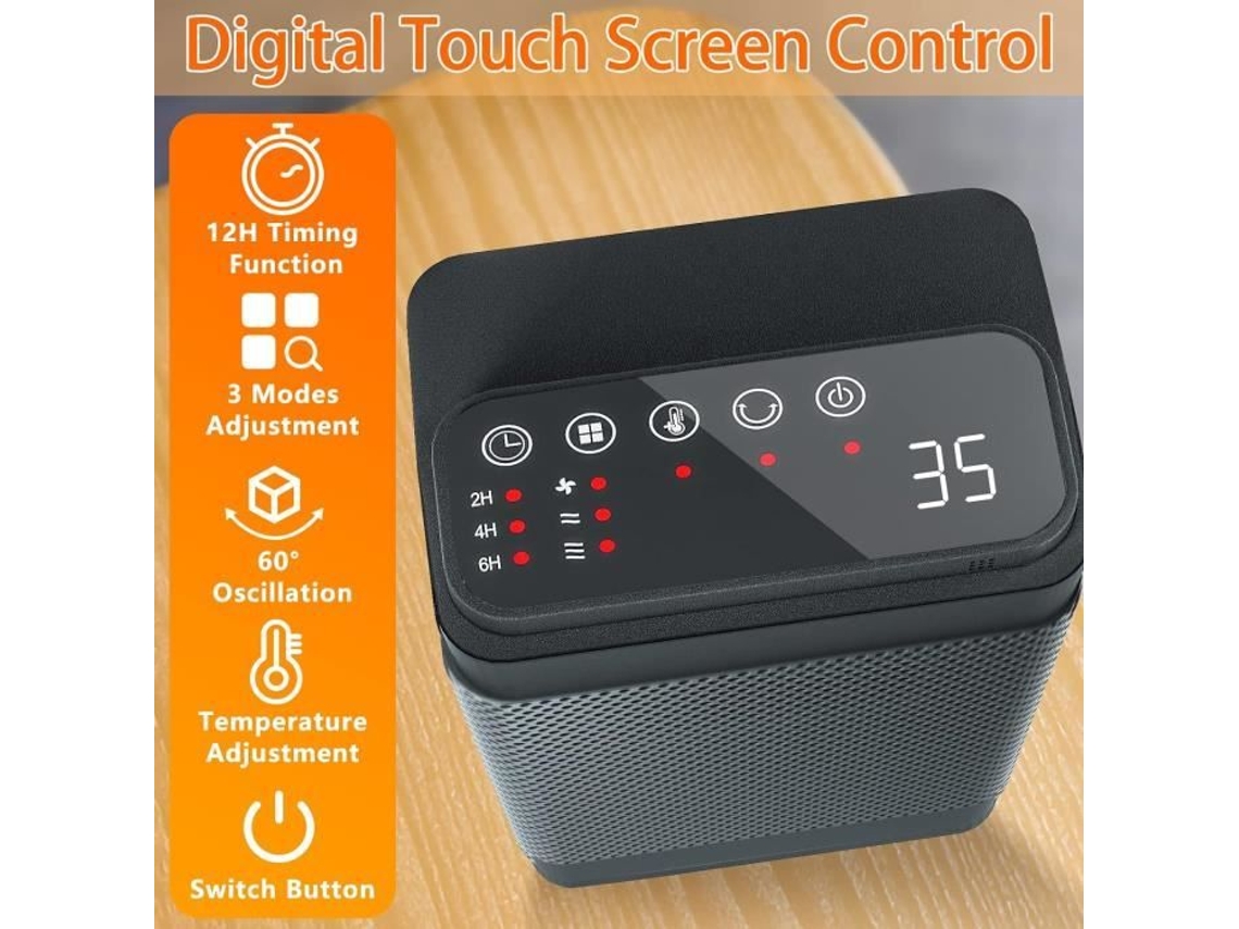 Aquecedor Ambiente Aquecedor Elétrico Oscilante de 60 com Termostato Digital Aquecedor Cerâmico Ptc com 3 Modos H320