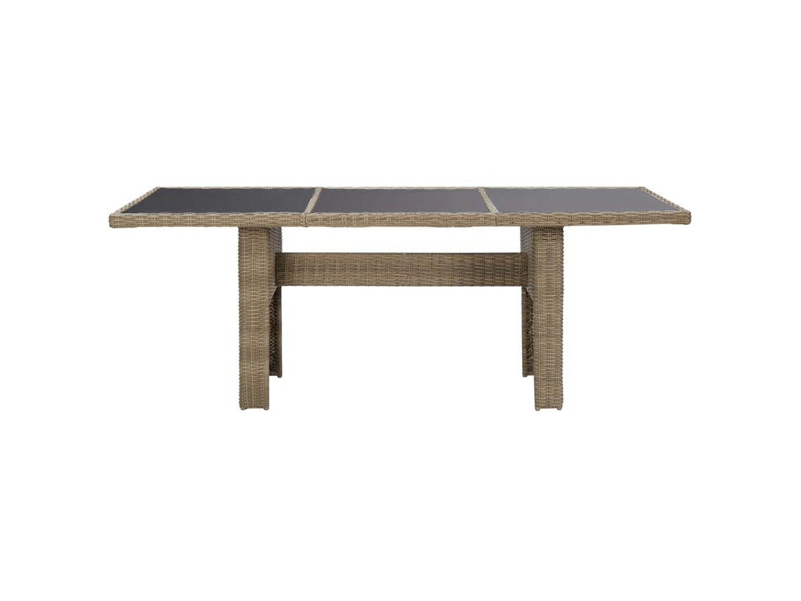 Mesa De Jantar Jardim 200x100x74 Cm Vidro E Vime Pe Castanho
