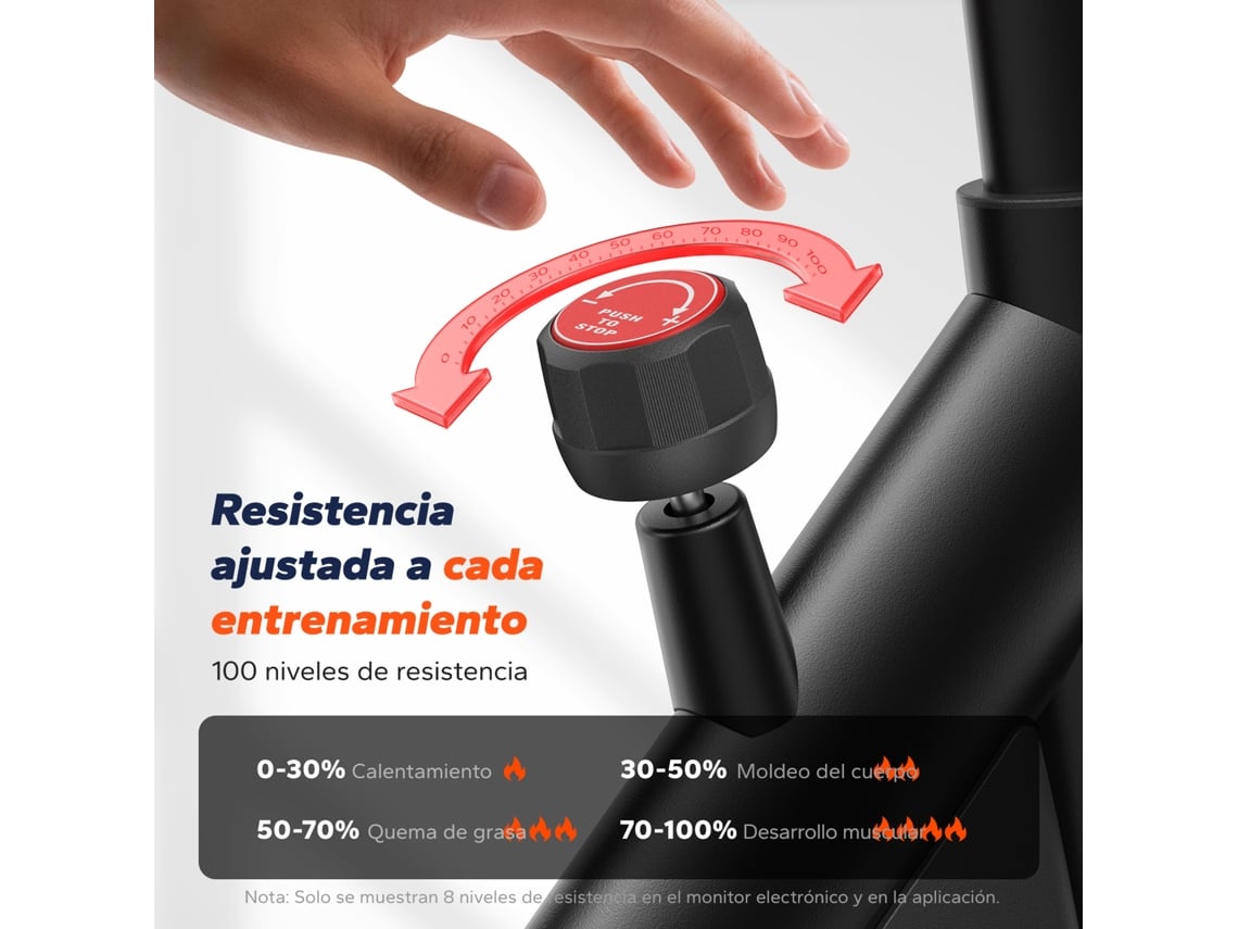 Bicicleta Estática Magnética MERACH, 8 Níveis, Volante 8kg, Guidão/Sela Ajustáveis, Bluetooth, Porta-Garrafas Duplo, Suporte Pesos