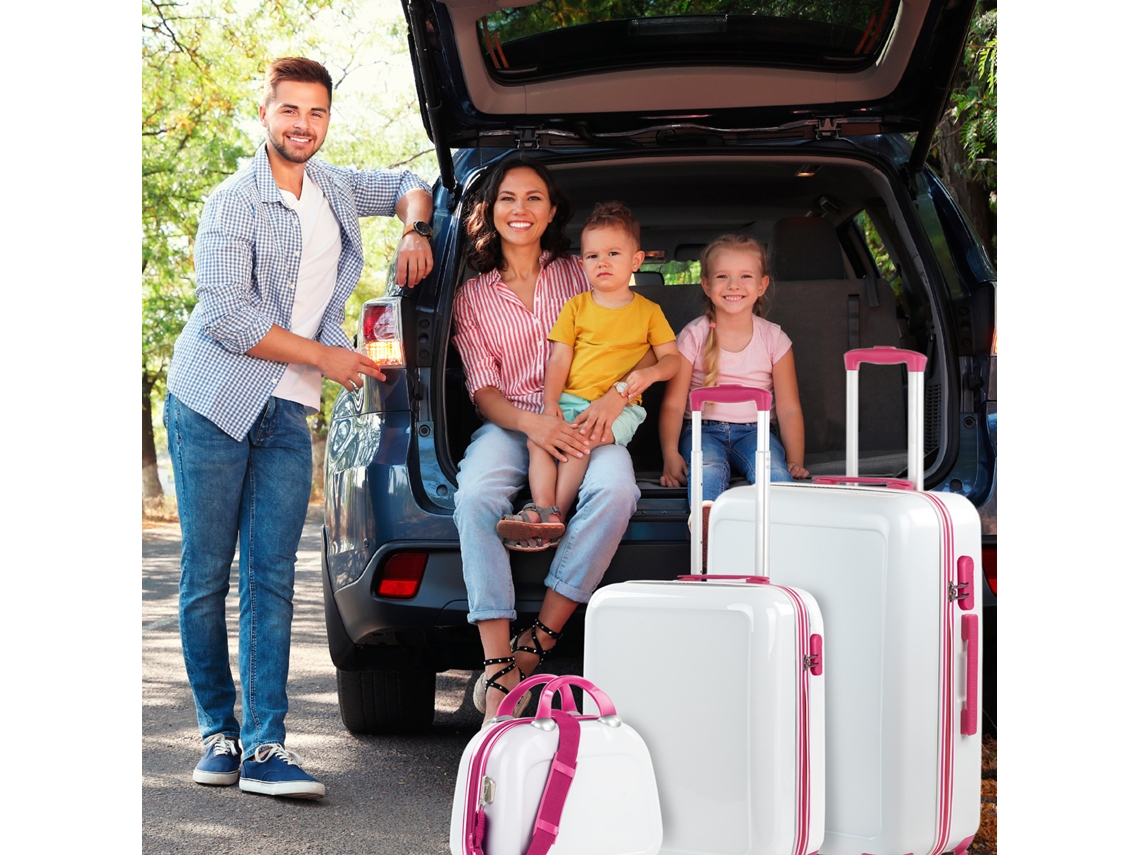 Conjunto de Bagagem Pc ITACA Stickers Fúcsia-Branca 45X68X26 Cm 63L