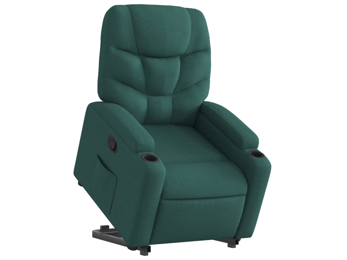 Poltrona reclinável elevatória tecido verde-escuro