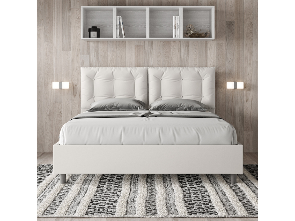 Cama de Casal Queen Size Sem Estrado Estofada AnnalisaITYHOME (160 x 200 cm - Painéis de Melamina e Couro Sintético)