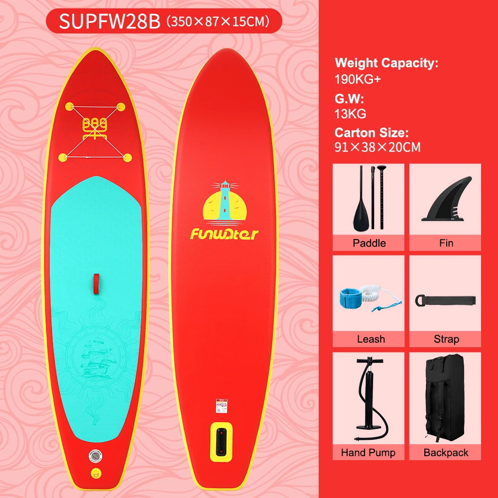 Prancha De Stand Up Paddle, Inflável, Superfície Antiderrapante, Supfw28b Oem (350 × 87 × 15cm)