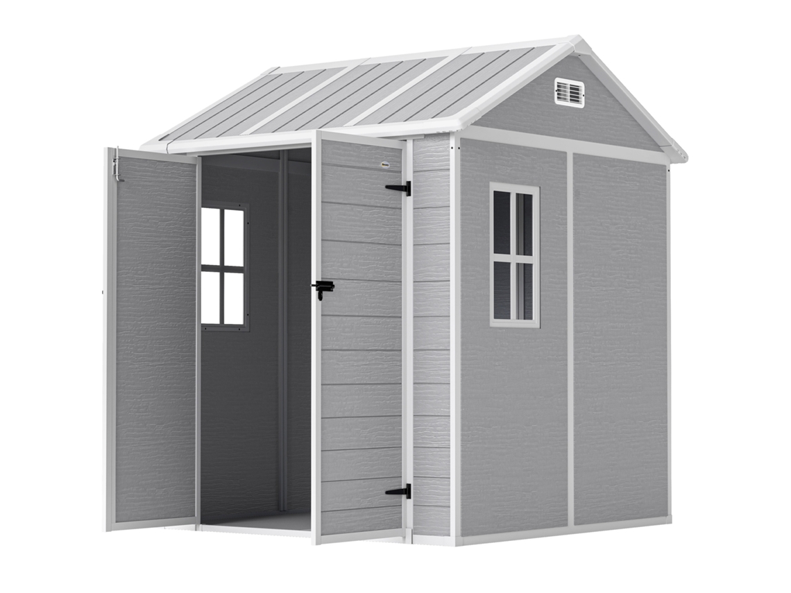 Casinha De Jardim Com Janela, Porta Com Fechadura, De Plástico, Cinza. Ehstmind