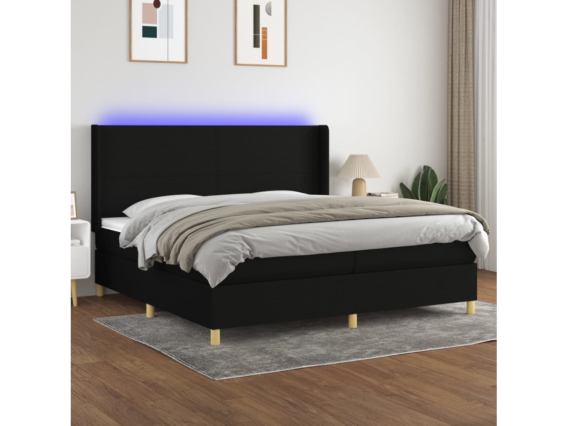 Cama Box Spring VIDAXL (Preto - Tecido - 203 x 203 x 128 cm)
