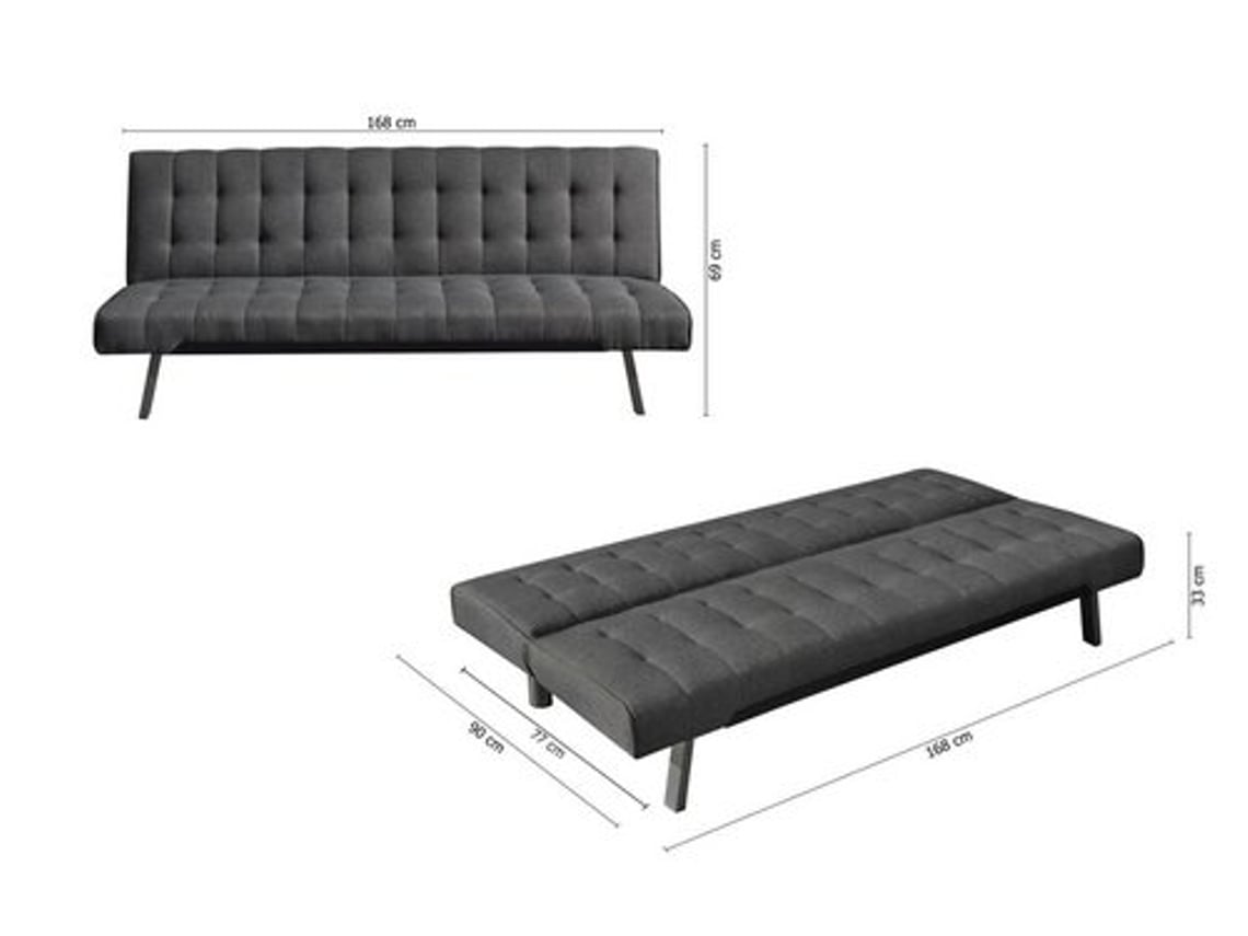 Sofá-Cama SALDOSYSTOCKS (Tecido - Cinzento - 168 x 69)