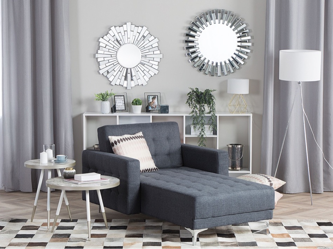 Chaise longue BELIANI Aberdeen de Poliéster Cinzento 107x168x83